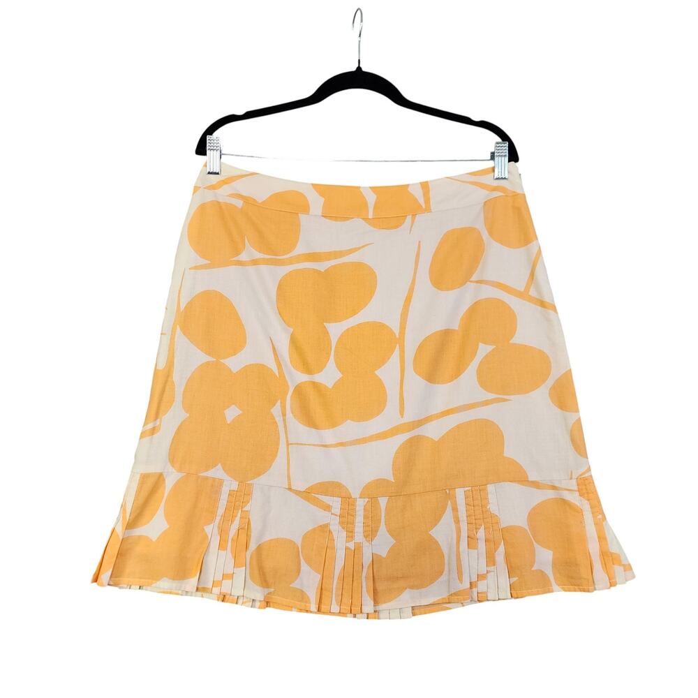 Anthropologie Elevenses Womens Pleated Peplum Mini Skirt‎ Size 10 Orange Retro